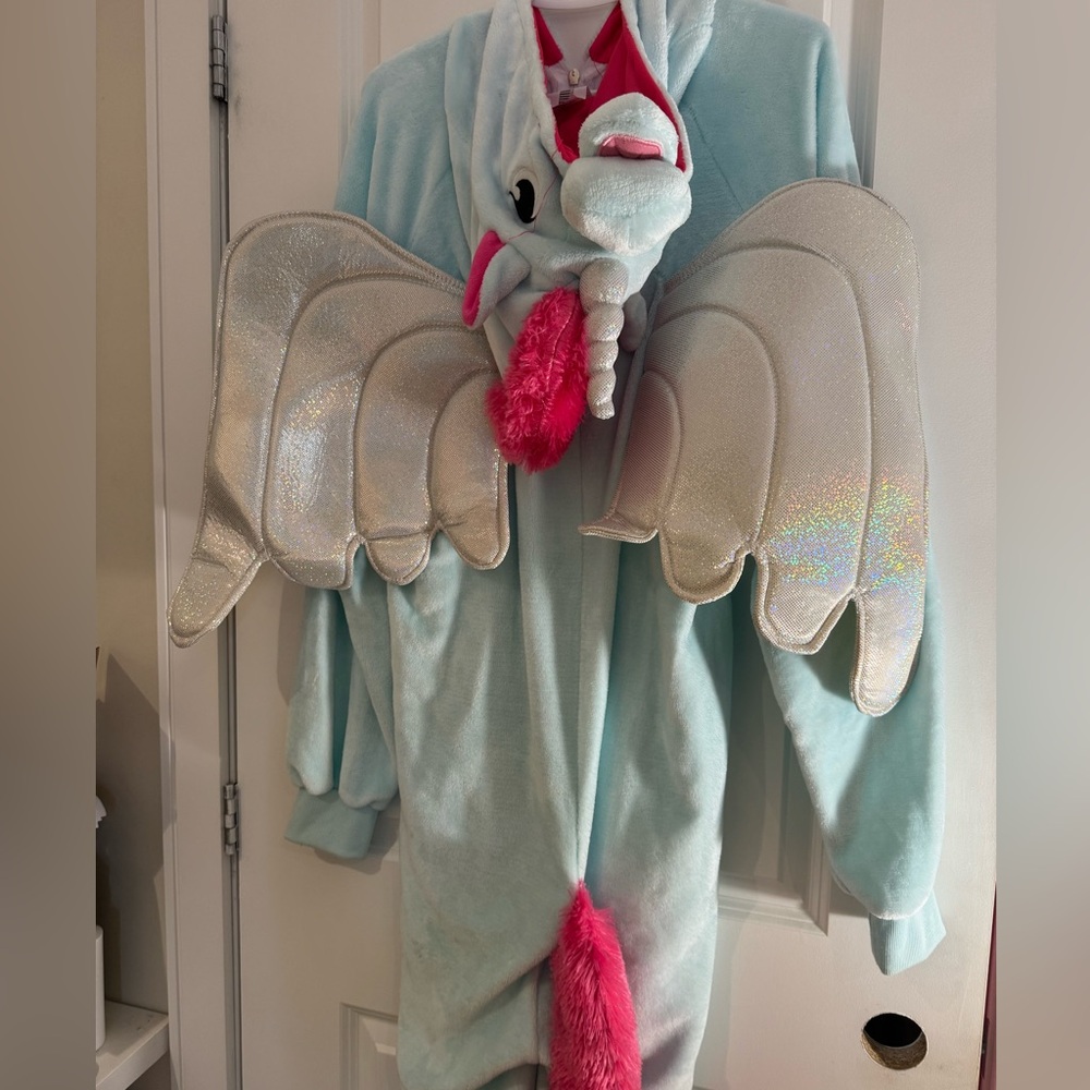 Women’s Unicorn/Pegasus Costume with Shiny Wings - Blue and Pink